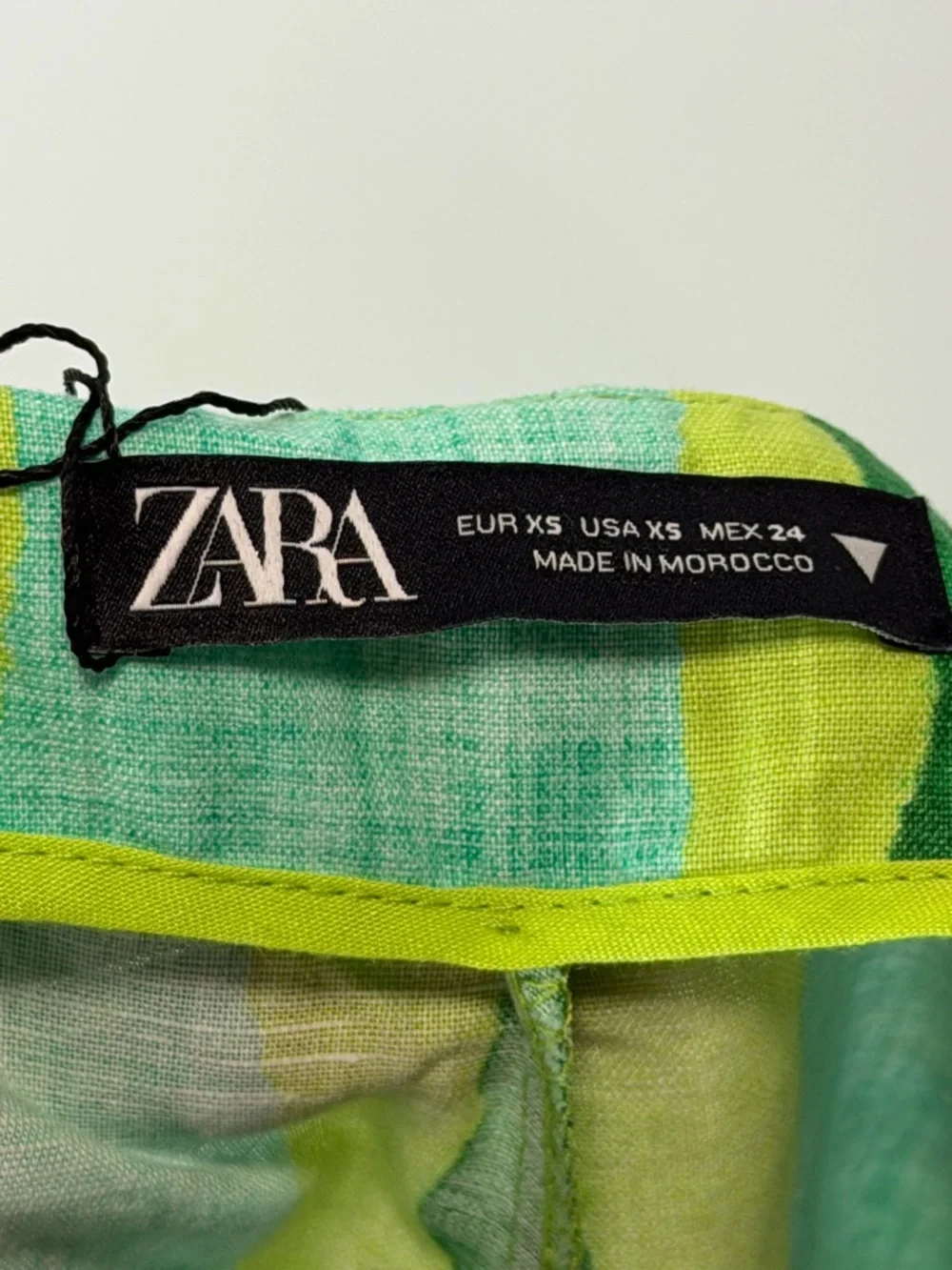 Zara Green & Lime Striped Wide-Leg Trousers